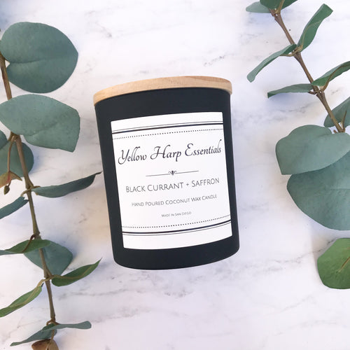 black currant saffron highly scented sexy warm fruity wood wick crackle candle luxury fragrance home decor coconut wax phthalate free 