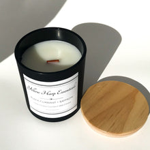 Load image into Gallery viewer, black currant saffron highly scented sexy warm fruity wood wick crackle candle luxury fragrance home decor coconut wax phthalate free 
