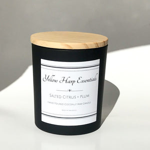 salted citrus and plum fresh fruity sexy masculine ocean airy sea salt woodwick coconut wax black white home decor candle