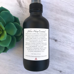 cashmere and vanilla organic room and linen spray matte black fine mist sprayer witch hazel